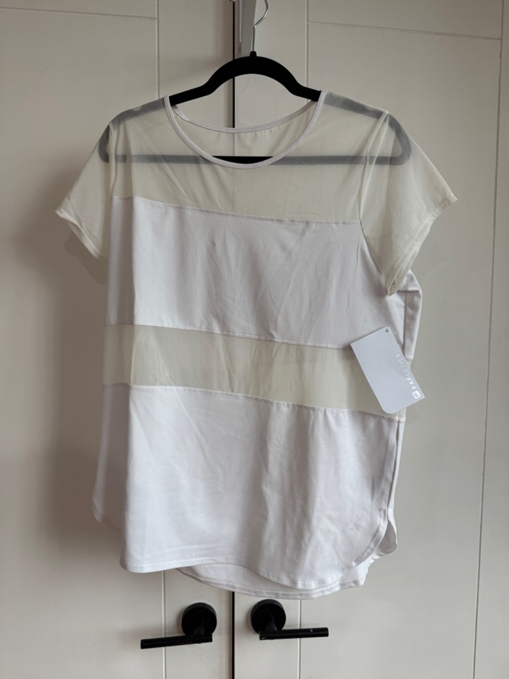 Fabletics White and Cream Short Sleeve Layered Tee